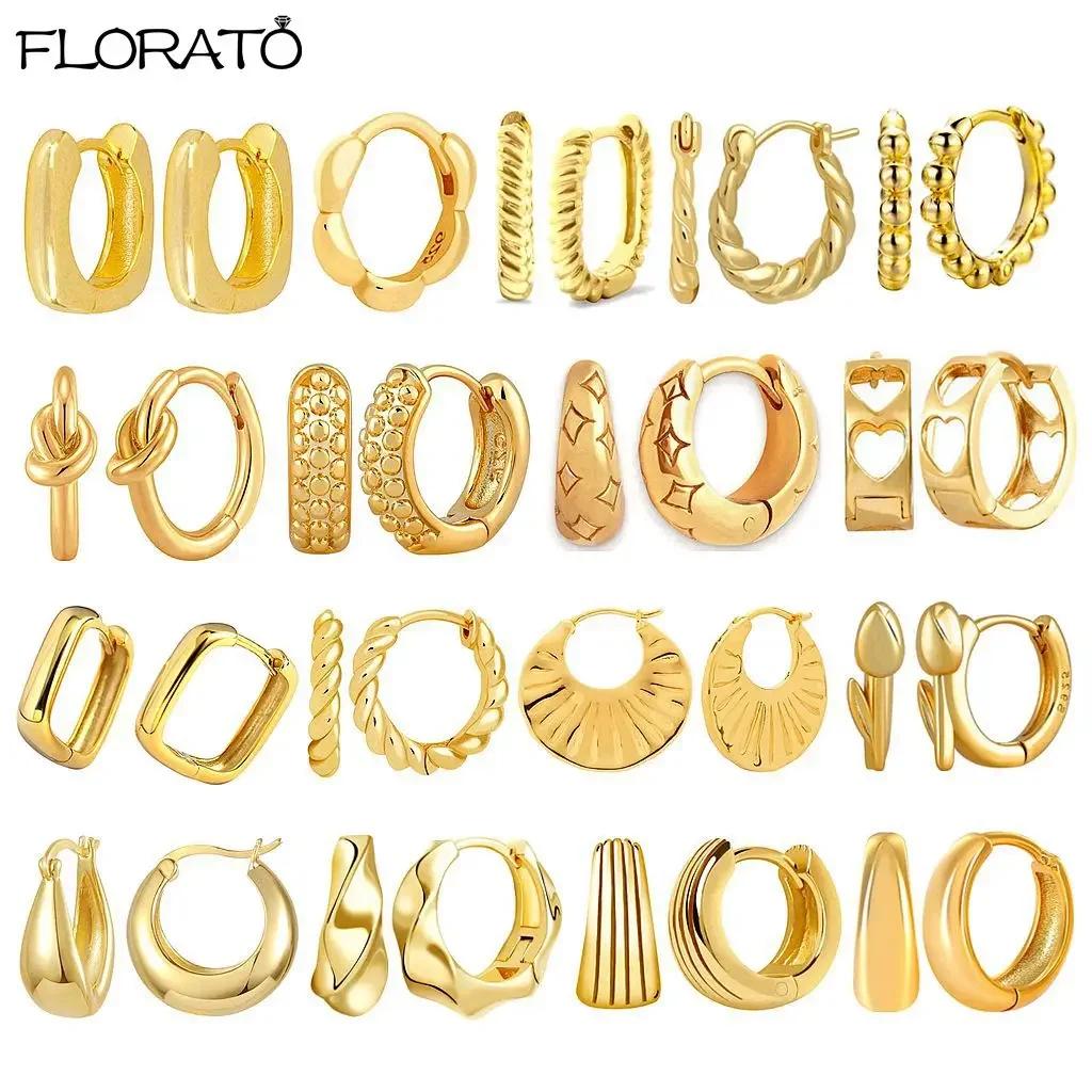 925 Silver Ear Needle Simple 10/15/25mm Hoop Earrings for Women Round Dangle Gold Earrings Fashion Korean Jewelry