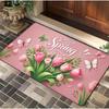1Pcs Anti Fatigue Kitchen Rugs,  Pink Spring Tulip Print Waterproof Non-Slip Thick Cushioned Kitchen Mat Heavy Duty Comfort Standing Mat for Kitchen