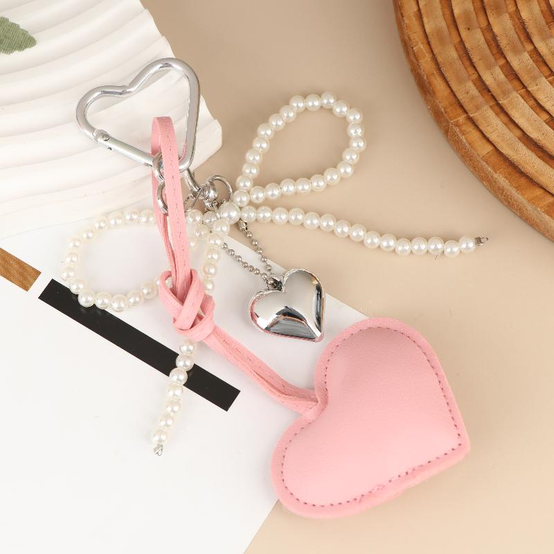 Bow Heart PU Keychains Elegant Ladies Key Chain With Rope Keyholder Fashion Accessory For Purse Bag Car Home Gift