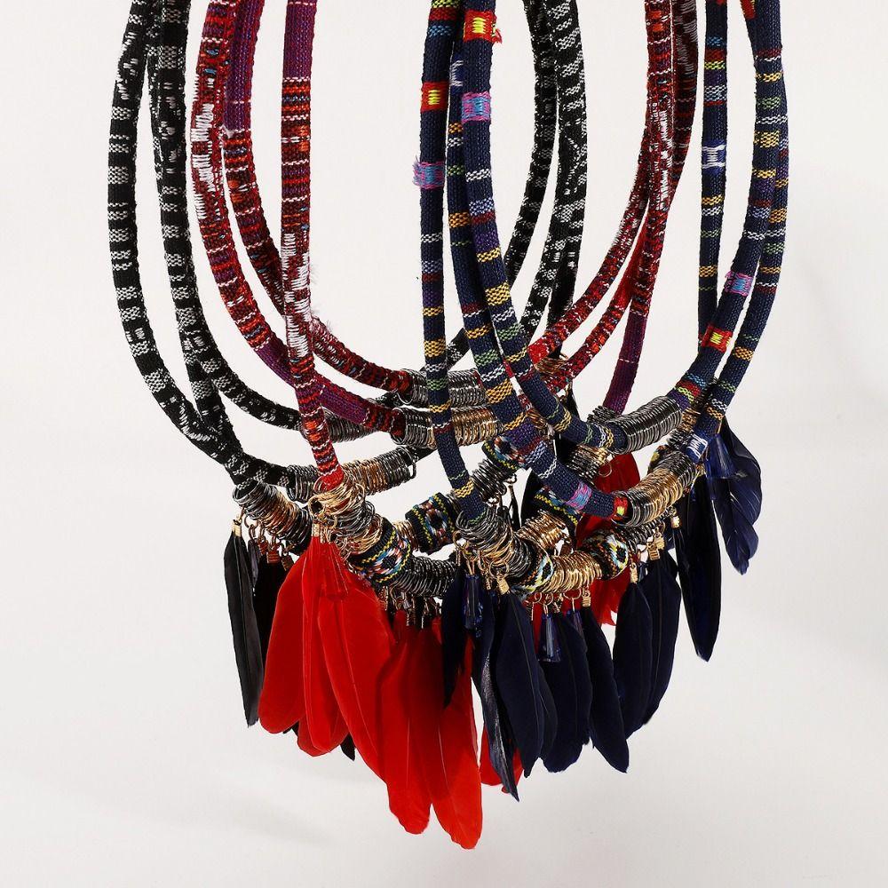 Vintage Feather Tassel Necklace Multilayer Ethnic Jewelry Set Bohemian Necklace  Dating Accessories