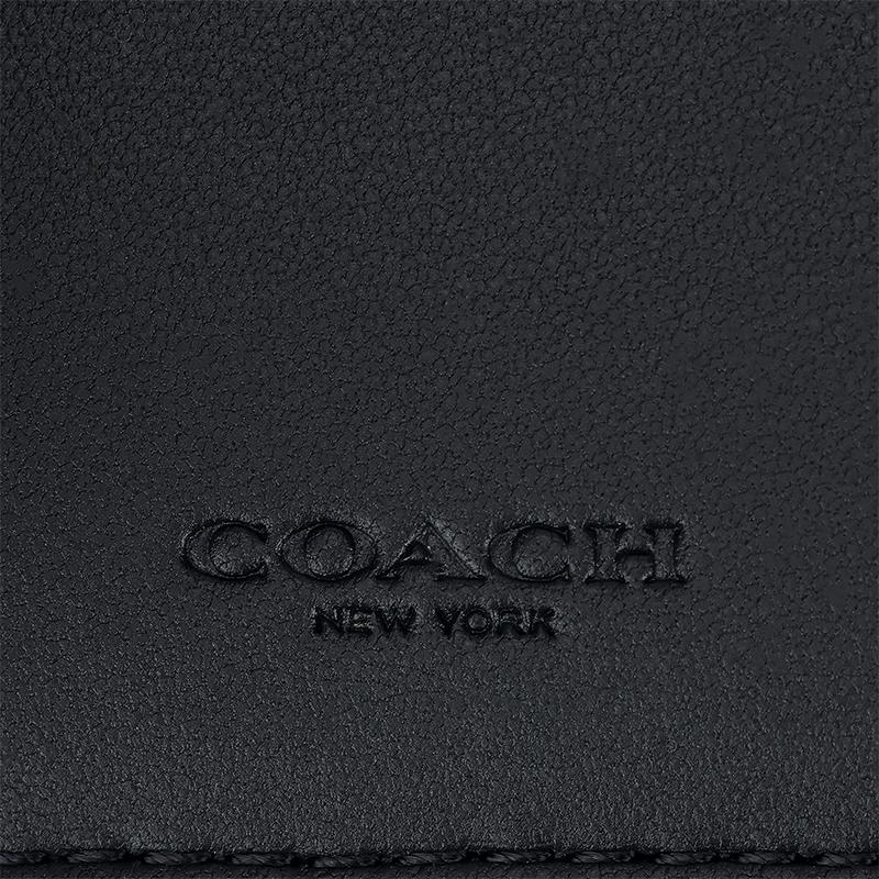 Coach Billfold Wallet 10 Brand Embossed Print Coated Canvas Wallet Small Men Wallets Black CY394-QBMI5
