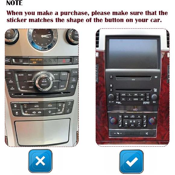 AC & Radio Button Repair Stickers Compatible with 2007-2014 Cadillac Escalade EXT ESV Climate Control and Multimedia Radio Button Repair Decal