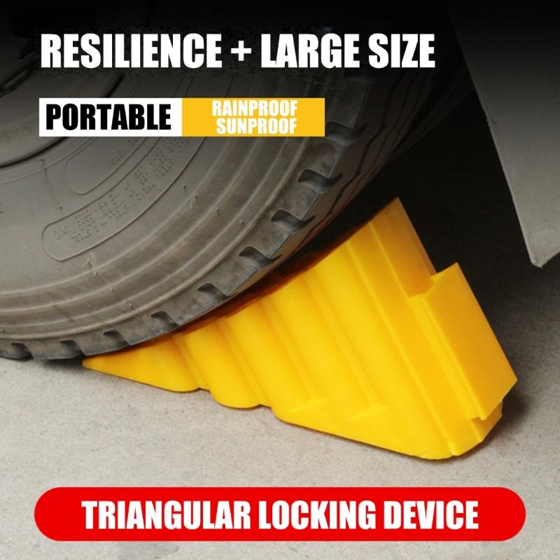 Reinforced Wheel Stopper For Secure Vehicle Parking Nonslip Base Design Wheel Chocks Garage Space Optimization