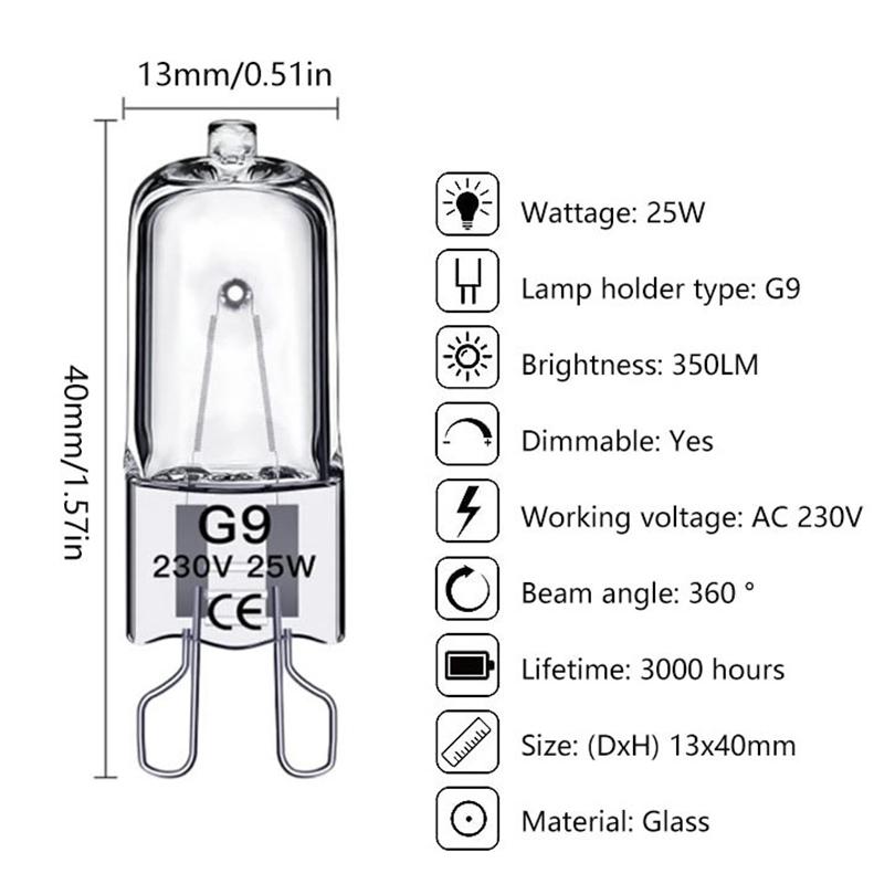 1PCS 20W/25W/35W/40W DC 12V/220V 2-Pin Type G4/G5.3/G9 Halogen Lamps Lights 20W/25W/35W/40W Clear Each Bulb For Home Decoration