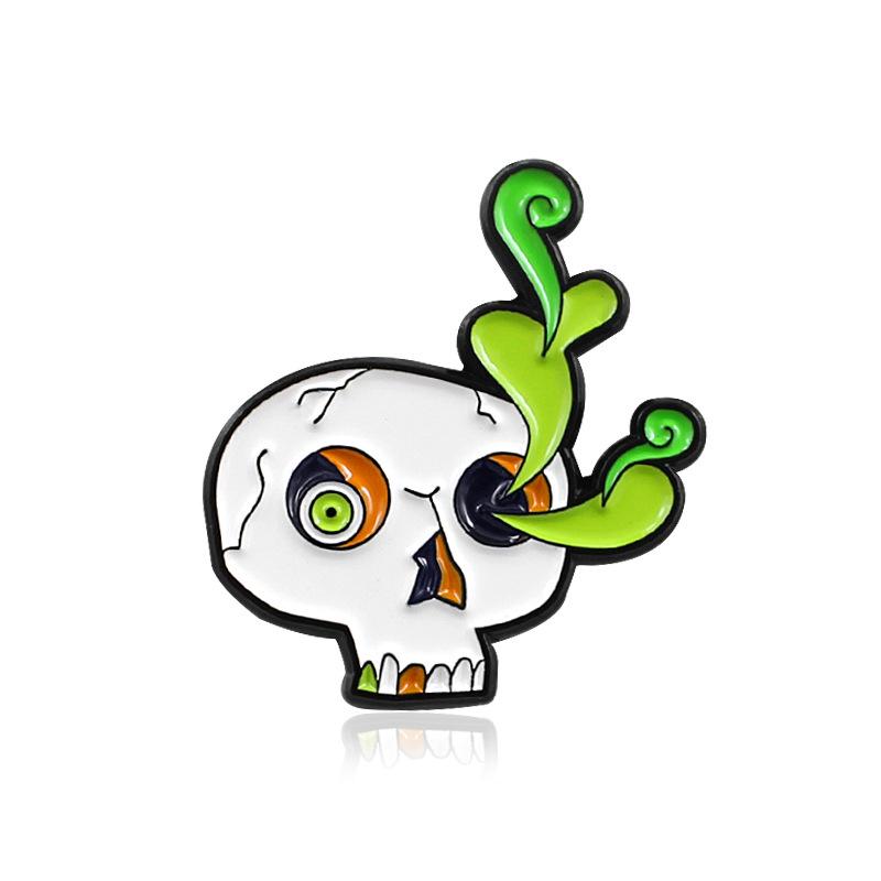 Colorful Skull Eyeball Brooch – Creative Drip Oil Design with Flying Effect