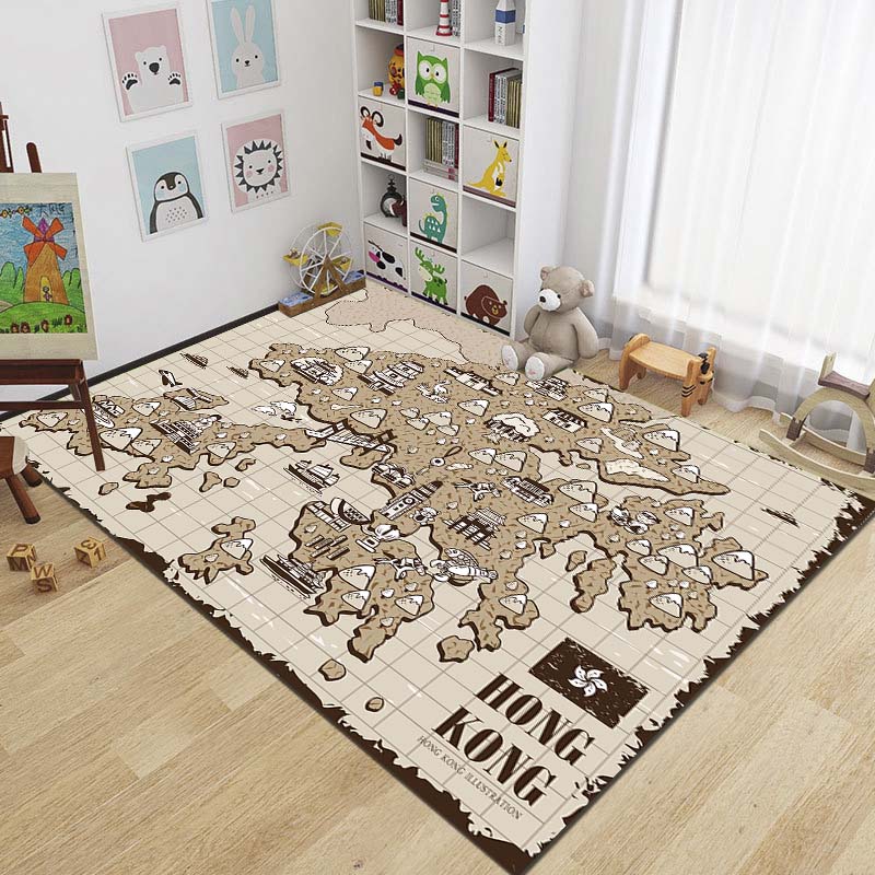 15 Sizes Antique Pirate Treasure Map Carpet Rug for Bedroom Living Room Boho Decor Children's Crawling Mat College Dorm Decor