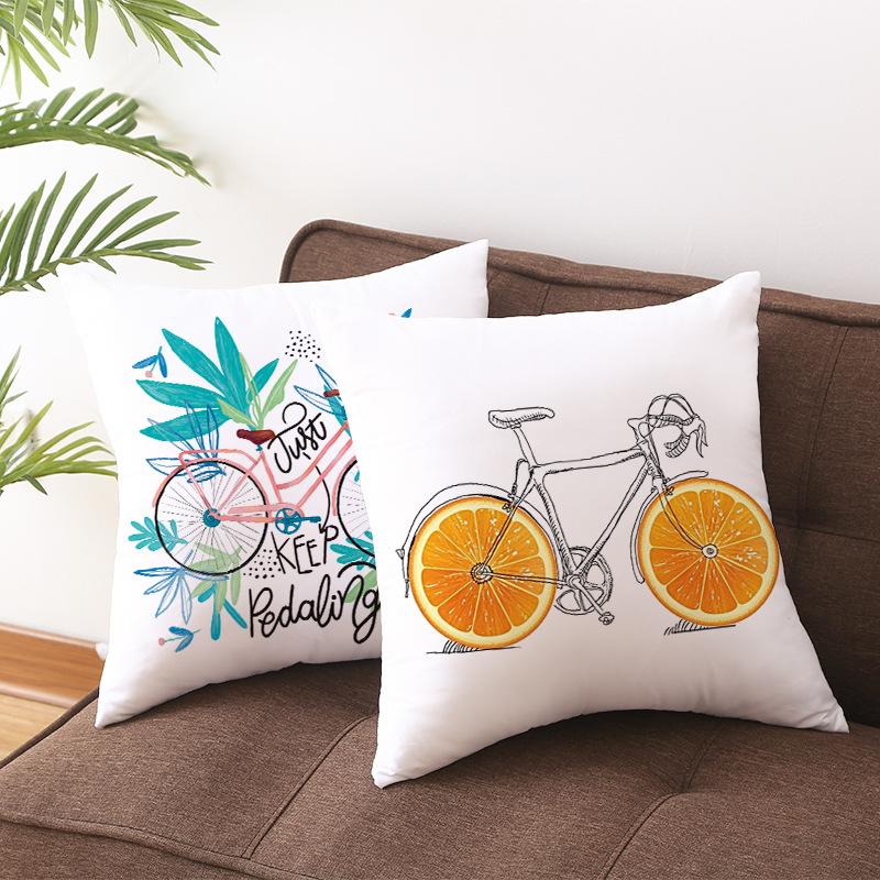 Flower and Grass Bicycle Pillow Cover for Home Ins Nordic Pillow Photo Small Fresh Cushion