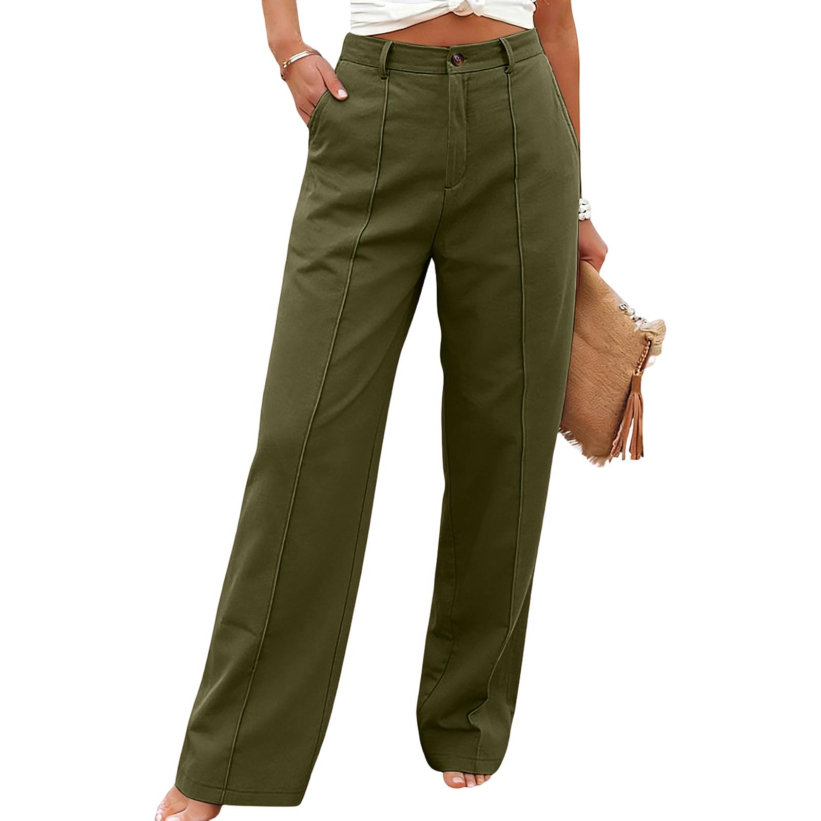 

Ladies Color Casual Fashion Breathable Loose Cotton And Linen Pants L армия зеленый