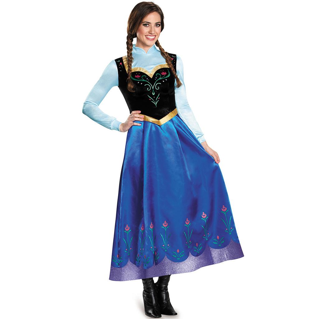 S-3XL Adult Women Princess Anna Cosplay Costume Halloween Arendelle Princess Elsa Uniform Ice Queen Anna Fantasia Fancy Dress