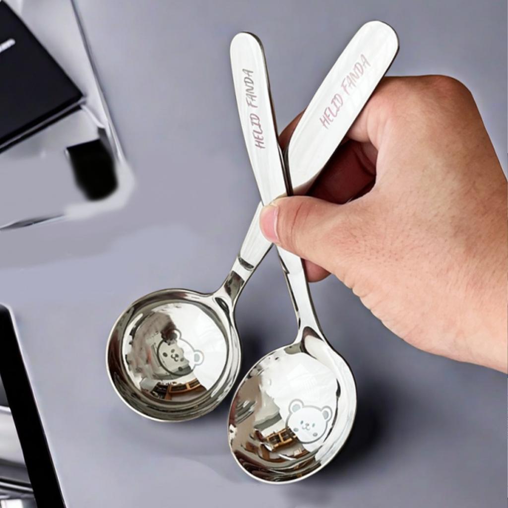 316 Stainless Steel Spoons Cute Bear Long Handle Soup Ladle Multi-functional Reusable Serving Spoon Dishwasher Safe Tableware
