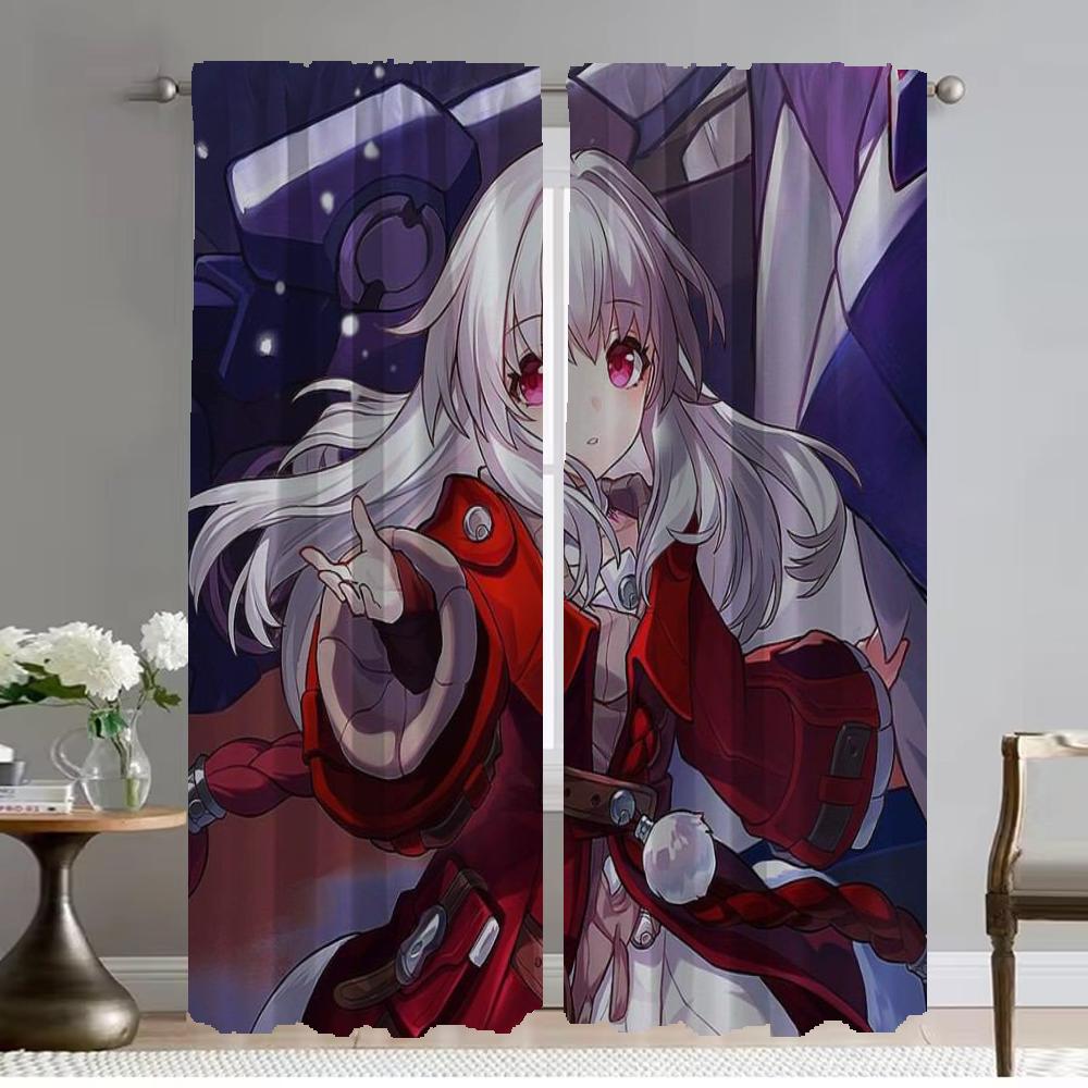 

Шторы Honkai Star Rail для гостиной, занавески для домашнего интерьера, 2 шт., перегородка, украшения на Хэллоуин, оттенки для кухни W50xH70cmx2pcs-CL