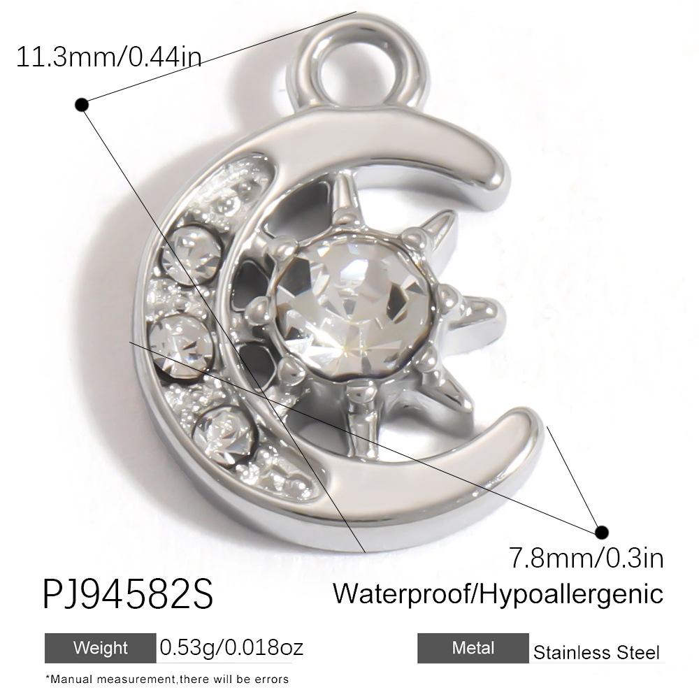 Waterproof Hypoallergenic DIY Jewelry 18K PVD Gold Plated Stainless Steel CZ Star Moon Heart Bow  Charms Pendants Bulk