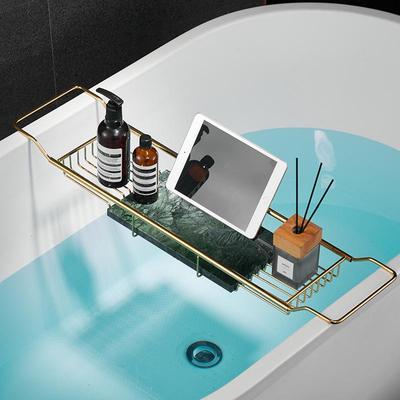 Porta Vasca da Bagno in Acciaio Inossidabile e Marmo: Contenitore estraibile con drenaggio per telefoni e tablet.