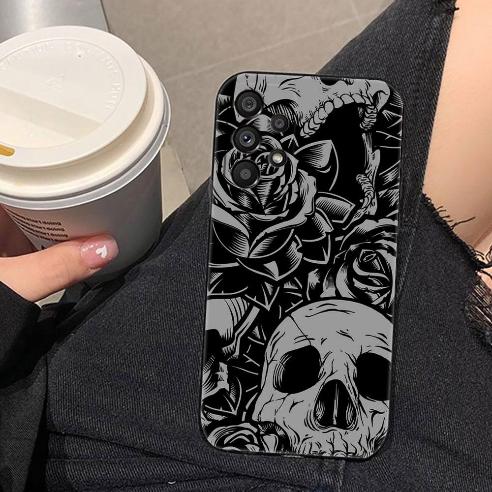 Skull Flower Art Mexico Phone Case For Samsung A73 A72 A71 A57 A56 A55 A54 A53 A52 A51 A37 A36 A33 A32 A23 A22 A16 A15 A14 Case