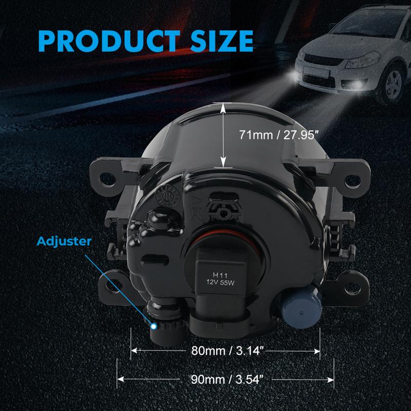 Clear Front Fog Light Kit with H11 Halogen Bulb, for Suzuki Grand Vitara 2006-2012, for Suzuki SX4 4dr Sedan 2006-2012