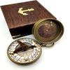 Pocket Sundial Compass, Both Side Handwork On The Sundial Bird with Wooden Box.