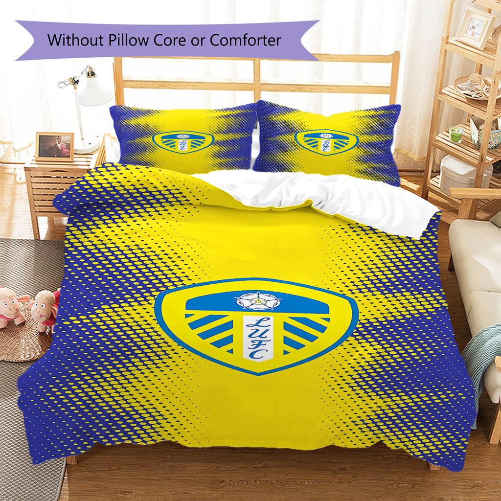 Leeds United F.C Pattern Bedding,Quilt Set Quilt Cover Pillowcase Home Birthday Gift(1 * duvet cover + 2 * pillowcase, without core)