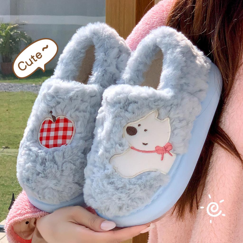 Cute Bag Heel Cotton Slippers Autumn and Winter Indoor Home Thick-soled Non-slip Plush Warm Plush Cotton Shoes