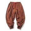 Men's Cotton Linen Wide Leg Pants Casual Loose Fit Solid Color Breathable Lightweight Elastic Waist Male Baggy Long Pants