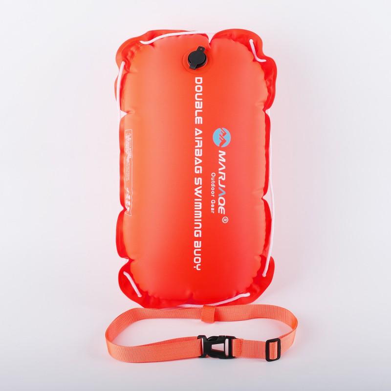 Heavy Duty Dual Chamber Swim Buoy Adults - Durable PVC Safety Float Open Water Swimming Sports MARJAQE Orange