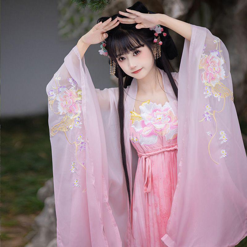 Ci Fengque Original Hanfu Chiffon Gradient Embroidered Hezi Skirt Set