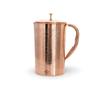 Jarra de cobre con diseño en relieve completo y perilla de latón, para almacenar y servir agua, curación ayurvédica y yoga, volumen: 2000 ml
