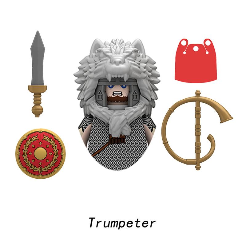 Medieval Ancient Military Figures Series Legion Flag Bearer Trumpeter Crossbowman Centurion Infantry Model Building Blocks Toys