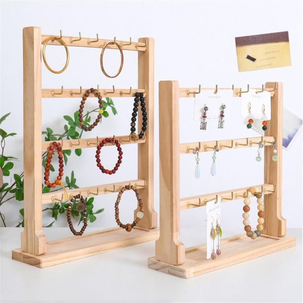 Wooden Jewelry Display Stand Multi-Layer Household Bracelet Storage Rack Simple Jewelry Storage Shelf for Closet Dresser