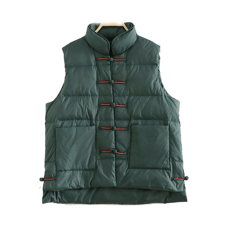 Autumn and winter light down jacket sleeveless Chinese style vest vest ethnic style disc buckle down outer wear inner wear