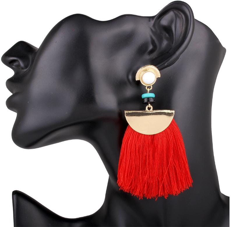 Europe and America Sector Tassels Ear Pendants Long Earrings Eardrop Ladies Jewelry Christmas Gift