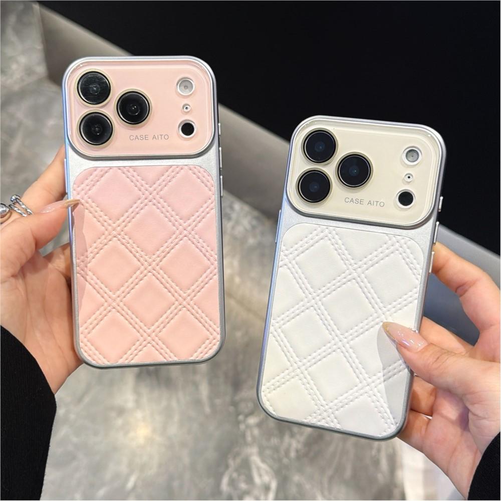 Diamond Texture Leather Phone Case For For Iphone 17 16 1 14 Pro Max 13 Large Window Lens Protection Shockproof Cover Funda