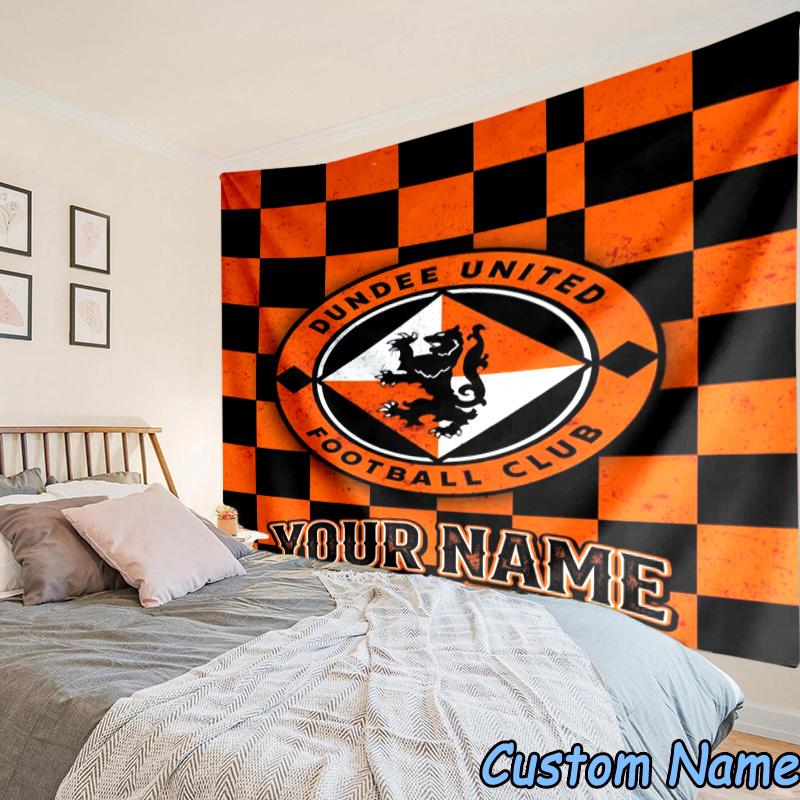 Custom Name Dundee United Crest Design Tapestry Accessories for Bedroom,Livingroom, dormitory Room Wall Hanging Decor, Fan Birthday Gifts