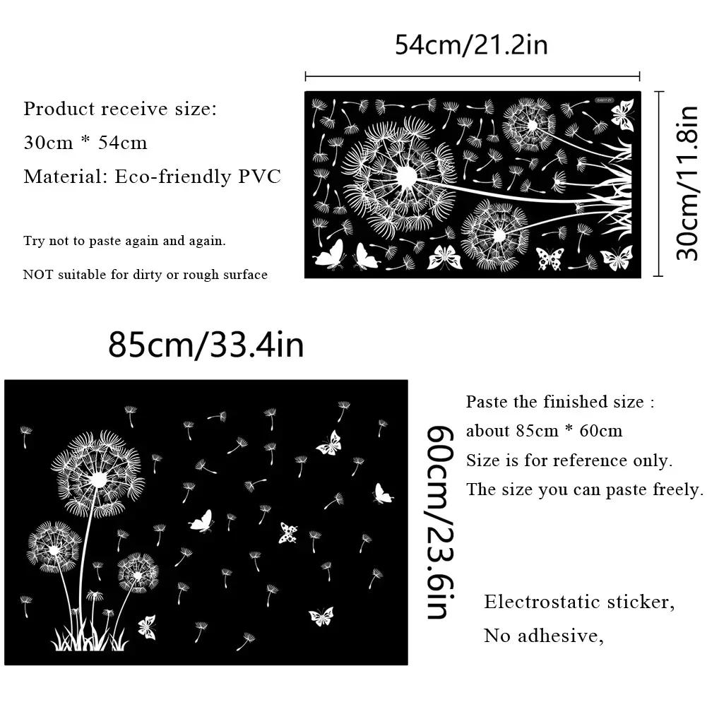 Christmas Home Decor Wallpaper White Dandelion Butterfly Electrostatic Wall Sticker Glass Window Double Sided Pattern Decals