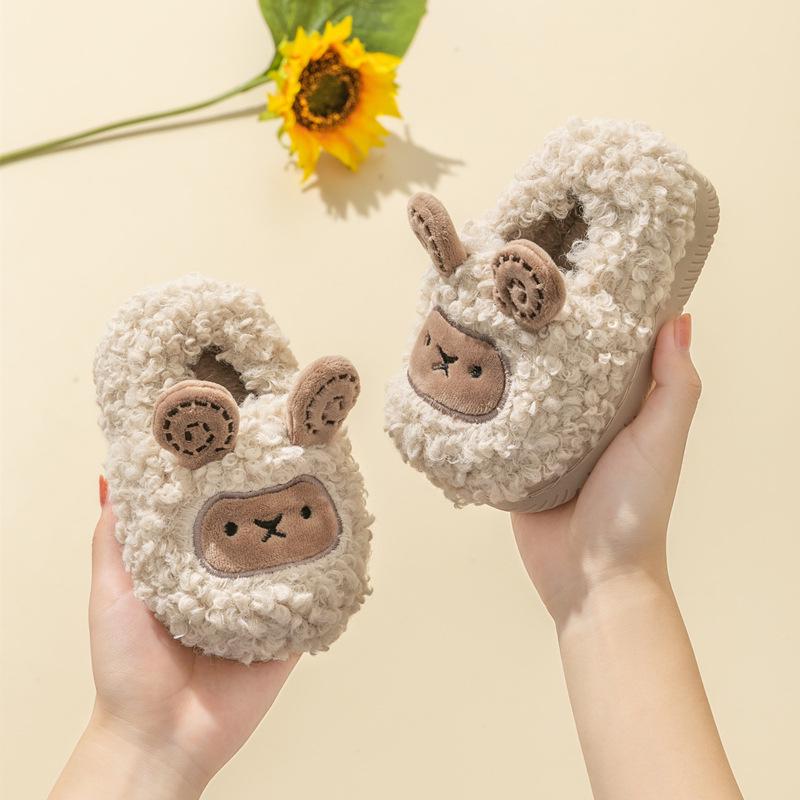 

Jingqi Kids Cotton Slippers - Boys & Girls Warm, Velvet-Lined, Heel-Covered for Autumn/Winter 2025 Inner 18cm, Size 28-29, Foot 17cm