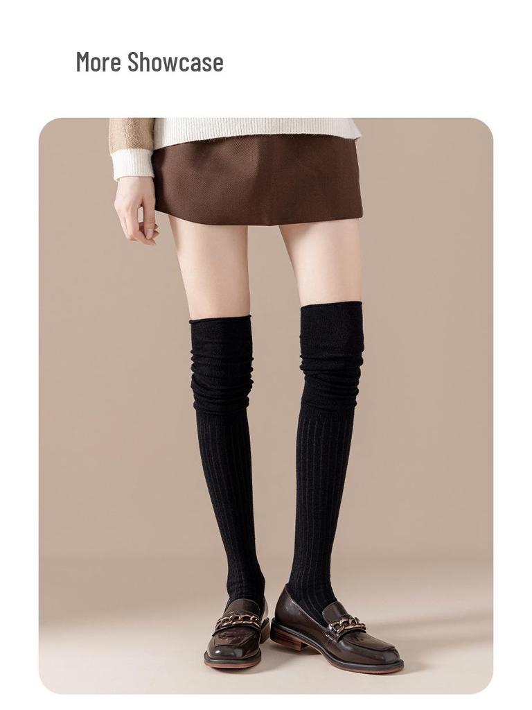 Women's Over-the-Knee Slouchy Boots Socks - Autumn/Spring, Loose Fit, Plus Size, Vertical Stripes