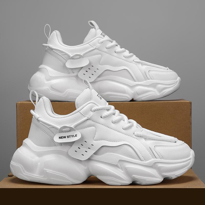 Autumn new student running sports leisure thick-soled heightening little white dad trendy shoes