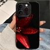 Phone Case For iPhone 11 12 13 14 15 16 17 Pro Max 16E 17Air X XR XS Max 7 8 Plus Red Retro Lily Flower Shockproof Soft Cover