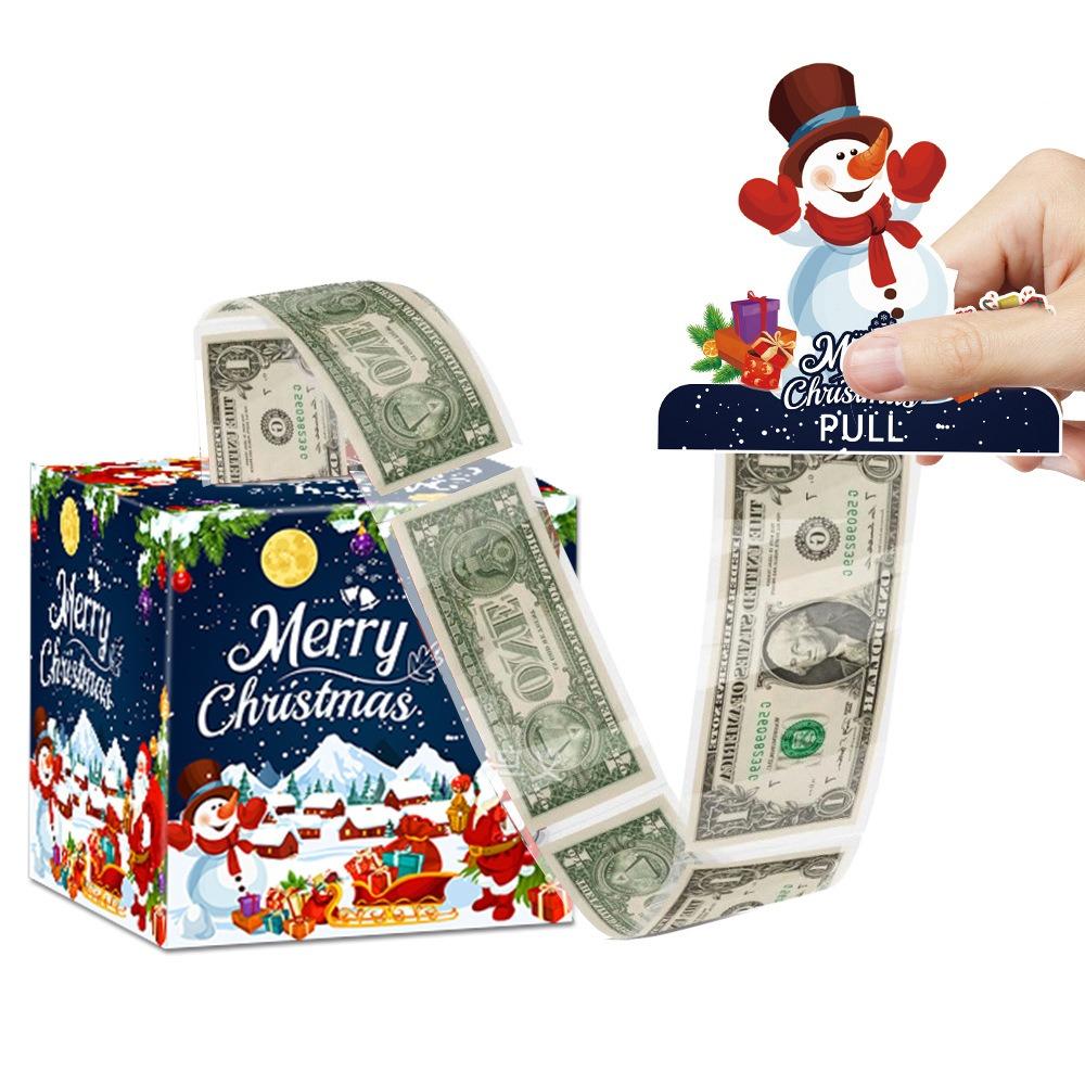 Pull Out Christmas Money Box Christmas Tree With 50pcs Transparent Bags Cash Pull Gift Boxs Snowman Santa Surprise Gift Boxes
