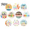 Beach House Accessories Hello Summer Door Sign, Ice Pop Flip Flop Welcome Hanger, Outdoor Patio Decor Farmhouse Hanging Wooden Wreath for Front