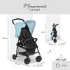 HAUCK - Poussette canne - SPORT - Pliable &amp; inclinable - Capote Pare-Soleil - 4 roues - Noir / Bleu