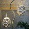 TRIROCKS Moroccan-Style Metal Table Lamps, Set of 2, 18cm Tall, Cordless, with LED Fairy Light Bulbs, Ideal for Home, Living Room, Party, Tabletop,