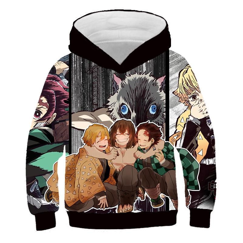 2025 Dětské 3D Mikiny Demon Slayer Módní Podzimní Chlapecká Mikina s Kapucí Manga Kimetsu No Yaiba Chlapci Dívky Svetry 4-14 Let Oblečení