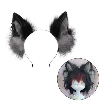 Handgemachtes Wolfsohr-Stirnband Kätzchen Mädchen Cosplay Zubehör Tierohren Fursuit Maskenball Halloween Cosplay Party