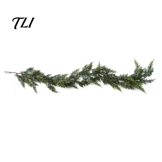 DIY Christmas Floral Arrangements 4/6FT Artificial Cedar Garland, Real Touch Pine Garland Decoration, Faux Winter Wreath, Realistic Cypress with Cones