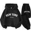 York Kids 2Pcs Hooded Sports Tracksuit 3-12Y, Fashion Letter Print Hoodie & Elastic Pants, Casual Outfit For Boys Girls