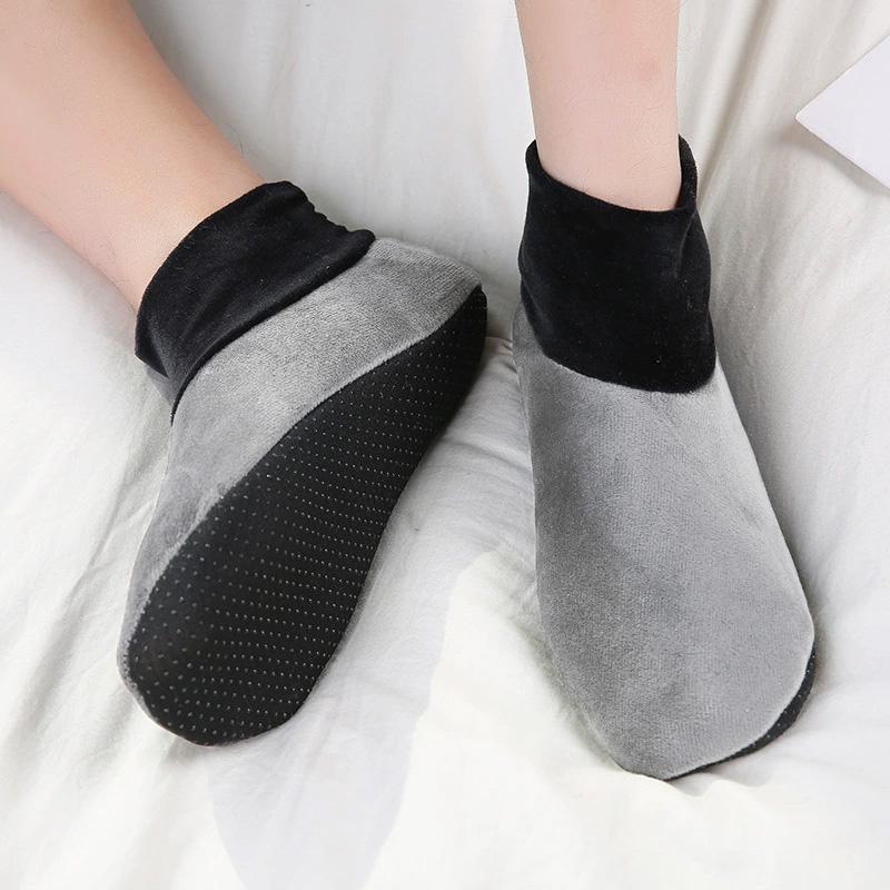 

1 пара эластичных утолщенных носков для пола, мягкие флисовые носки для ботинок, нескользящие носки-гольфы с высоким голенищем, ковровые носки, унисекс, мужские, женские B серый