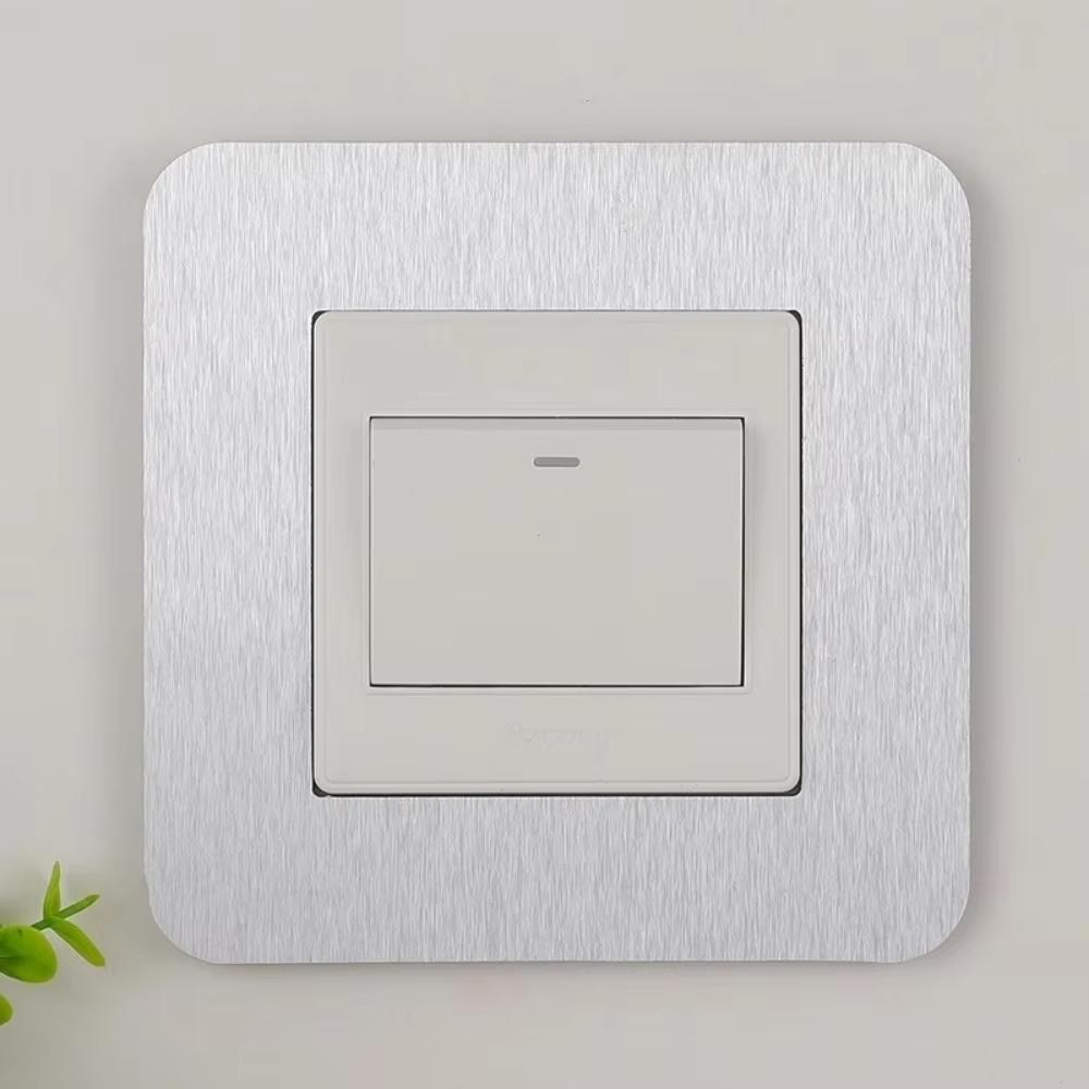 4pcs Modern Simple Anti-Dirty Buckle Type Non-Adhesive Dustproof Switch Protective Cover Outlet Wall Sticker Aluminum Socket Fra