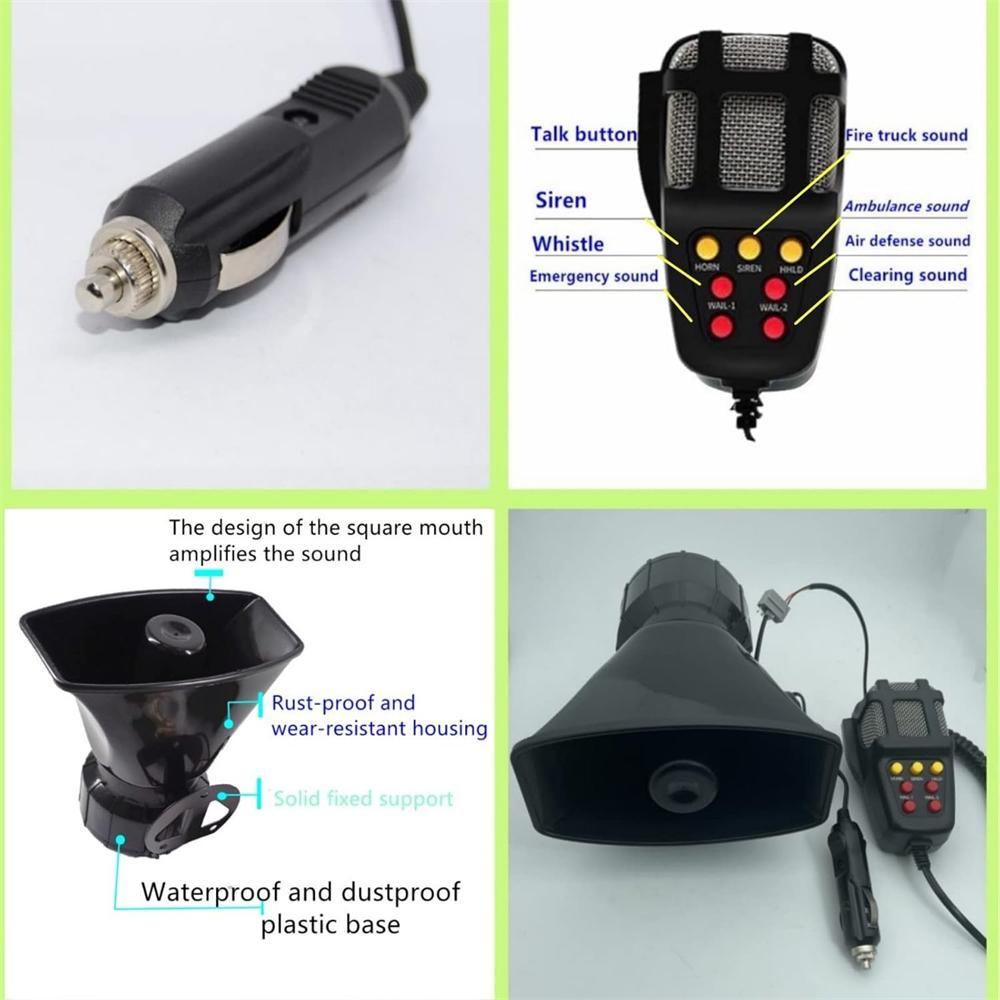 7-Sound Loud Car Warning Alarm Truck Alarm Loudspeaker 12V Siren Air Horn Megaphone Police Firemen Car Horn 110DB
