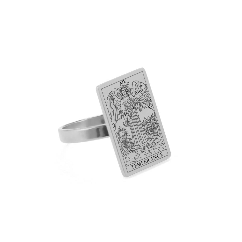 Dreamtimes Tarot Cards Rings for Women Men Stainless Steel Esotericism Divination Magic Ring Band Major Arcana Amulet Jewelry