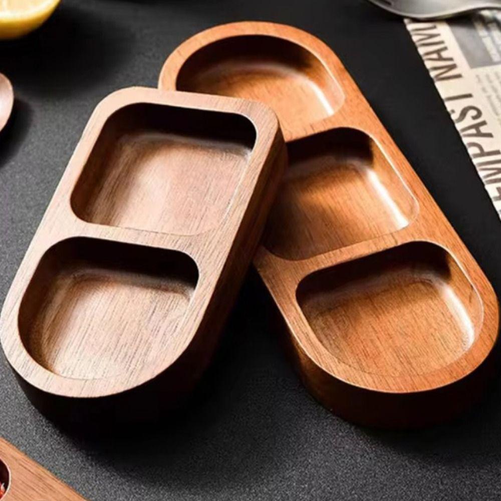 Rectangle Wood Soy Sauce Dishes Vintage Dessert Serving Tray Tableware Dipping Dish Sushi